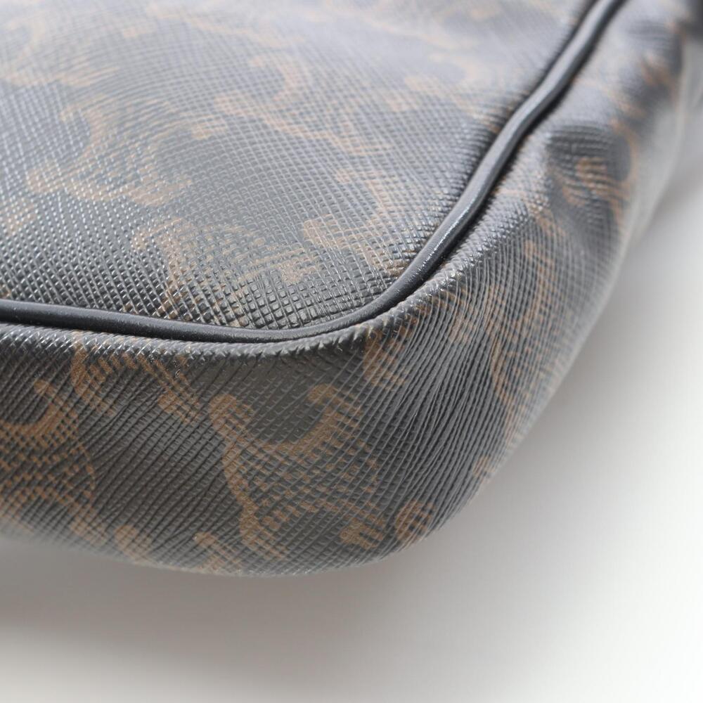 Celine Triomphe Shoulder Bag Canvas Leather Black Brown - Picture 5 of 6